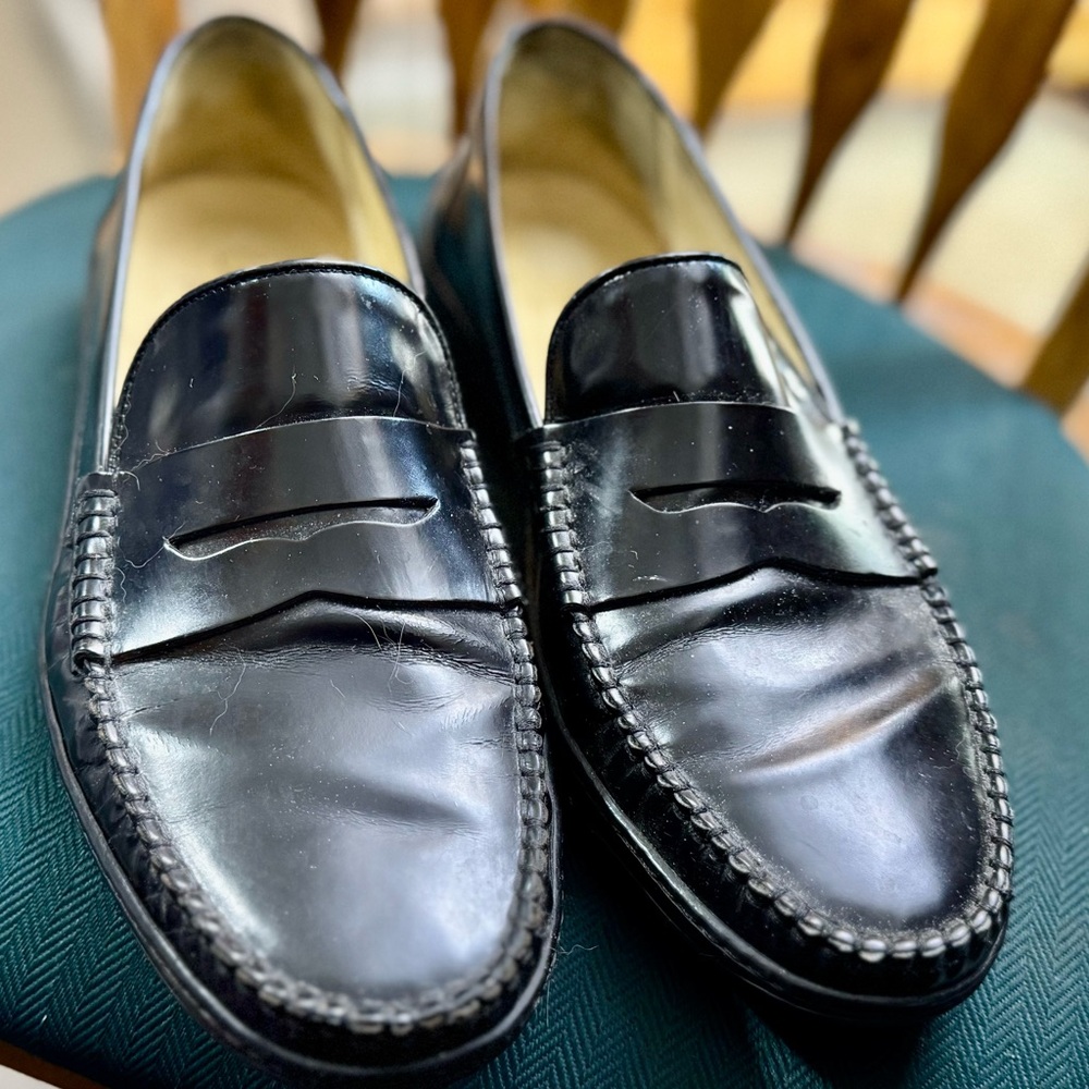 Cole Haan Shiny Black Leather Loafers